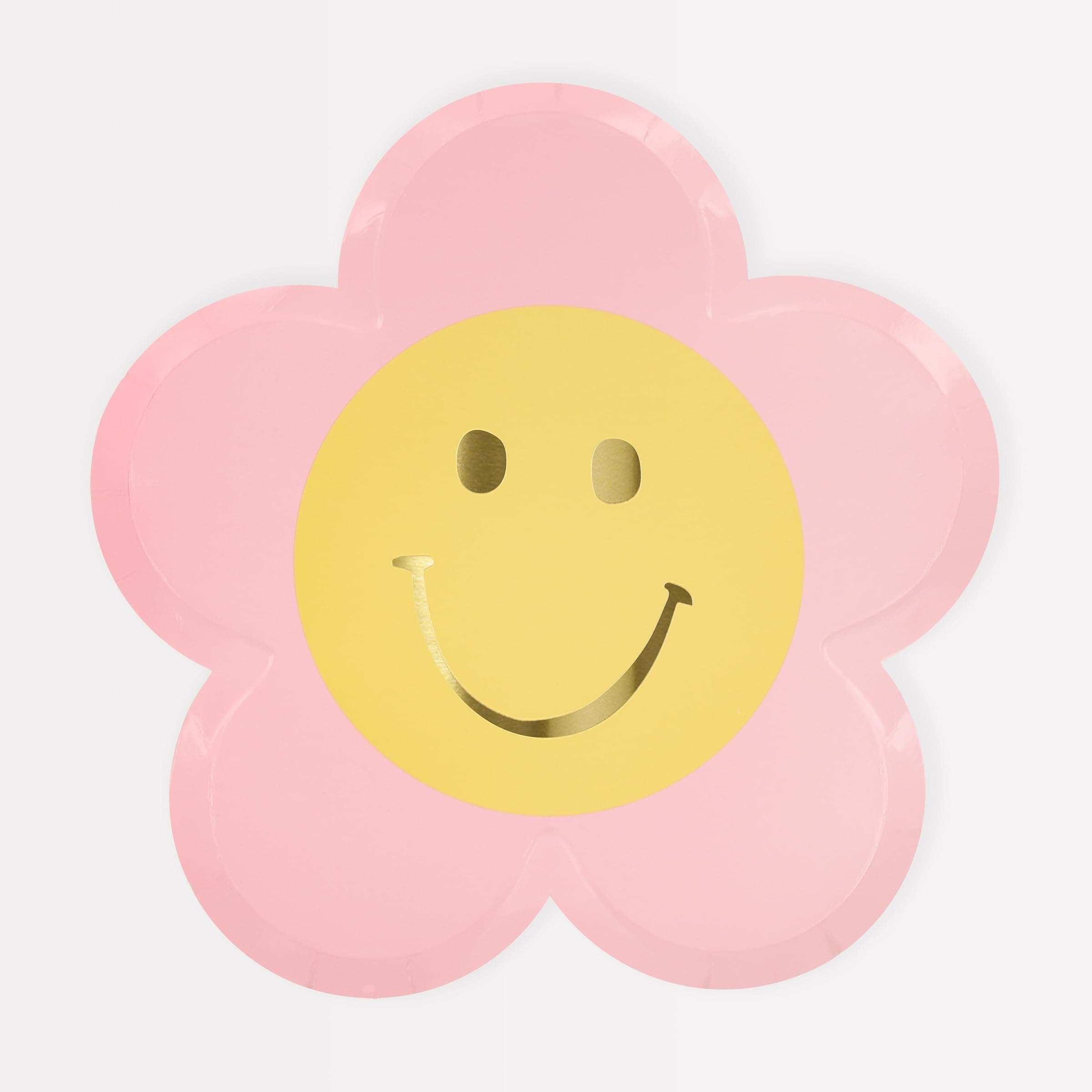 Happy Face Flower Plates (Pack of 8)