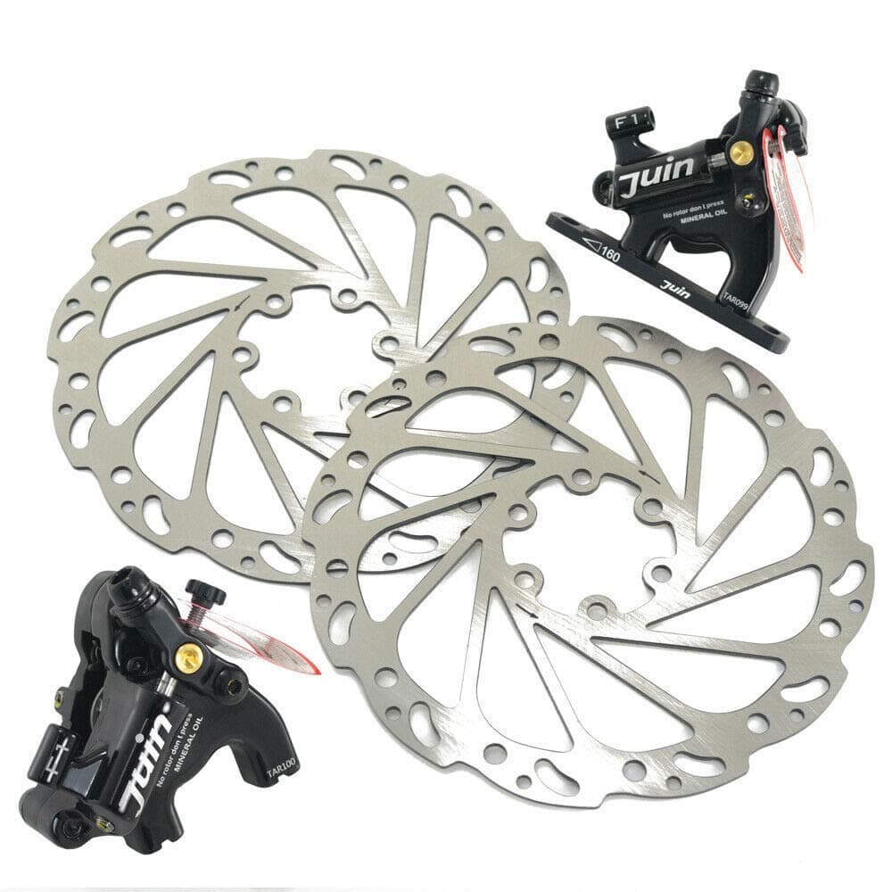 Juin TechF1 Hydraulic Flat Mount Road CX Disc Brake Set 160mm with Rotor,Black, JT1909