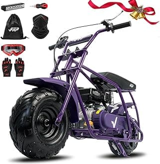 FRP Mini Dirt Bike GMB100 Plus, 99CC Gas Powered Mini Bike 4-Stroke 3HP, Off-Road Mini Bikes for Kids/Adult, W/LED Headlight and Neck Gaiter,Up to 28 Mph, Weight Support Up to 220 LBS (PURPLE)
