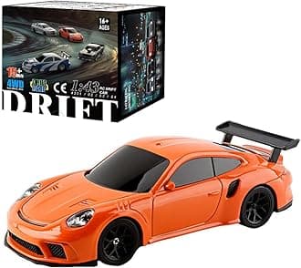 Aetheria Remote Control Drift Car for Adults 1:43 RC Electric Racing Car with Lights 4WD Racing Hobby Vehicle for Adults - RTR Version, Orange, F55JR016CW80B117VXV8RF7J