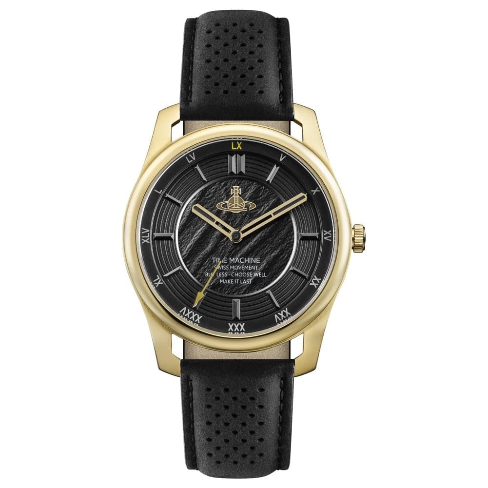 Men's Analogue Quartz Watch with Leather Strap VV185GDBK