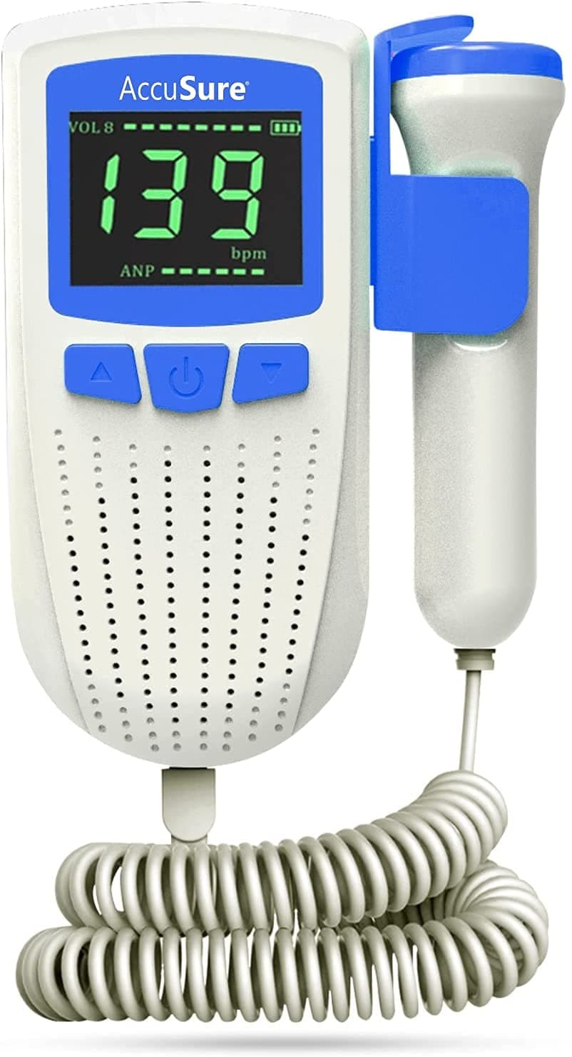AccuSure Professional Fetal Doppler with USB Charging, Battery Indicator and Built-in Speaker, Baby Heart Beat Monitor
