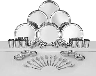Stainless Steel Shagun Dinner Set (36 Pcs Set) - Solid