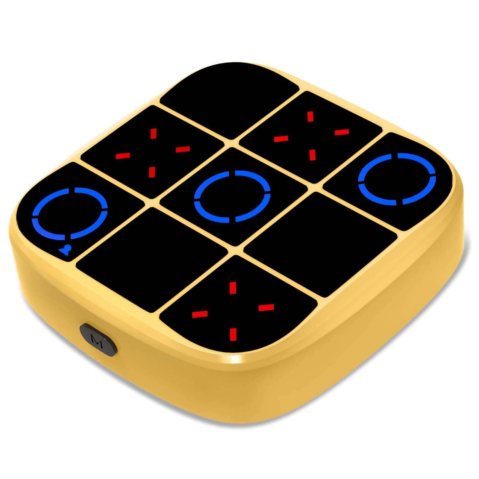 Tic-Tac-Toe Bolt Game, 4-in-1 Handheld Puzzle Games Console, Electronic Tic-Tac-Toe Game for Educational and Memory Growth, Portable Travel Games for Car Ride, Board Games for Kids and Adults (Yellow)