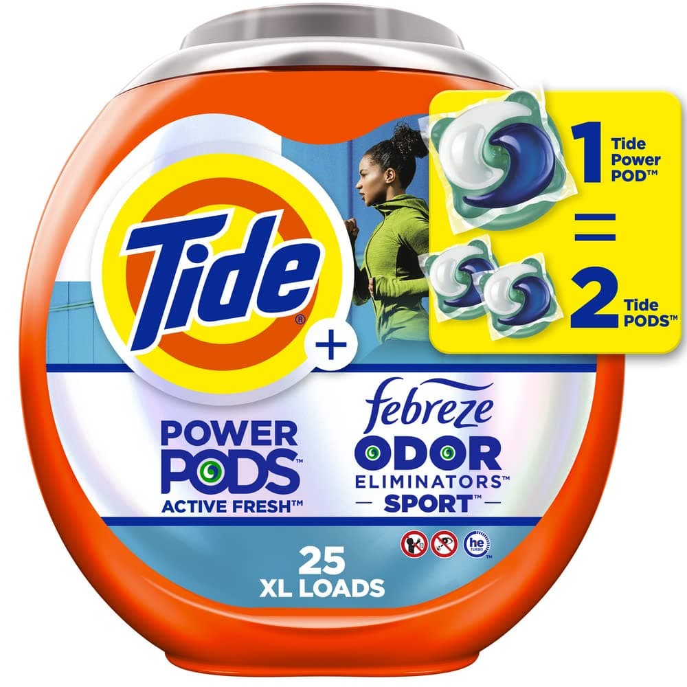 Power Pods Sport Laundry Detergent Pacs, 25 Count, Advanced Sweat + Stain Fighter