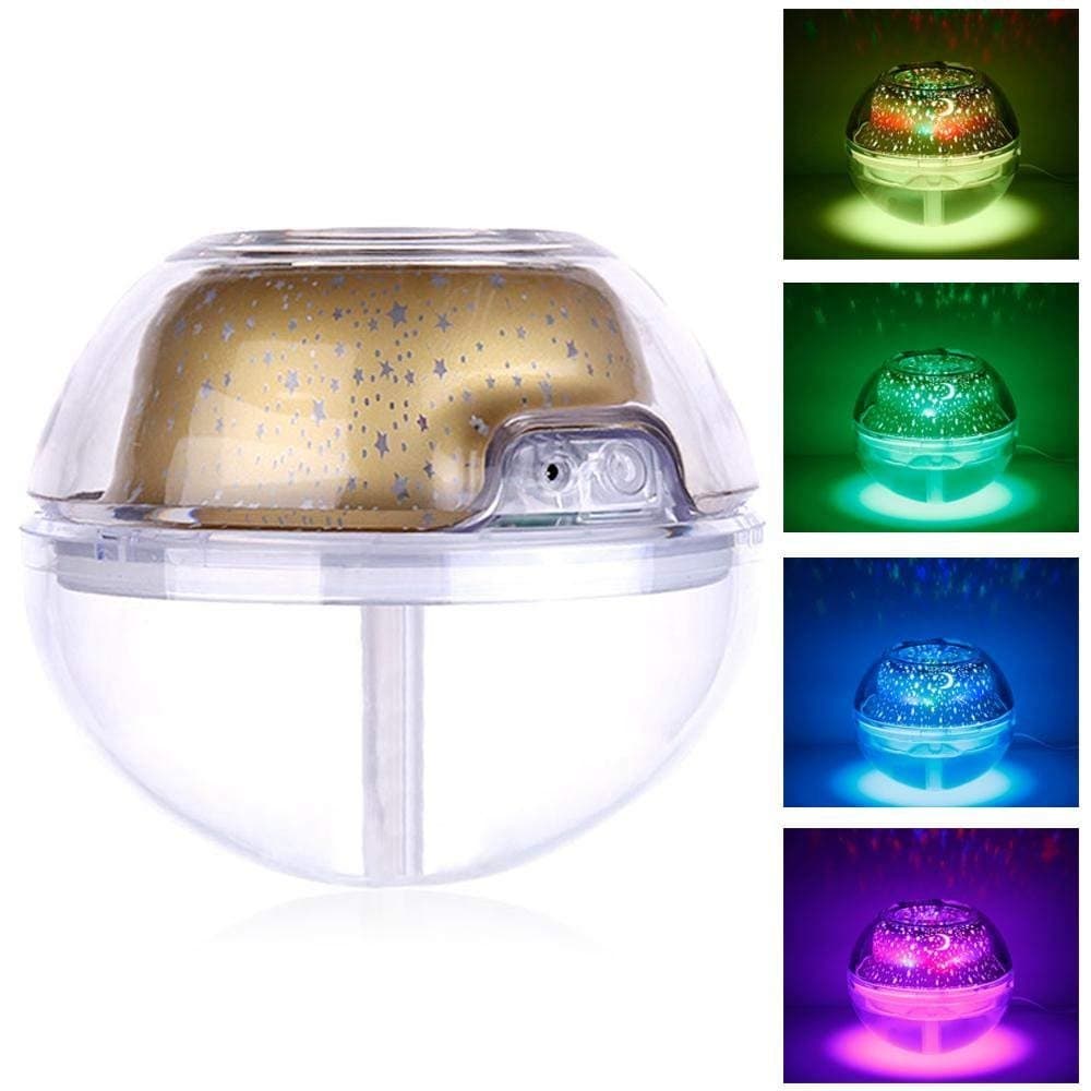 Makerfun Cool Mist Humidifier, 500ml Portable humidifier with Night Lights, Ultrasonic Humidifiers for Bedroom Baby Home (Waterless Auto Shut-Off, 8 Color Changing, Gold)