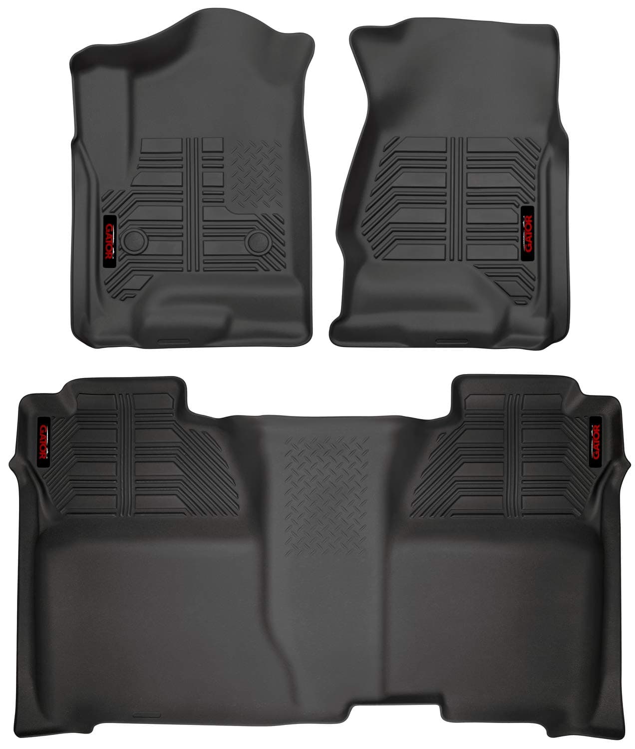 Gator 79607 Black Front and 2nd Seat Floor Liners Fits 14-18 Silverado/Sierra 1500 Crew Cab, 15-19 2500/3500 Crew Cab, 2019 Silverado 1500 LD/2019 Sierra Limited Crew Cab