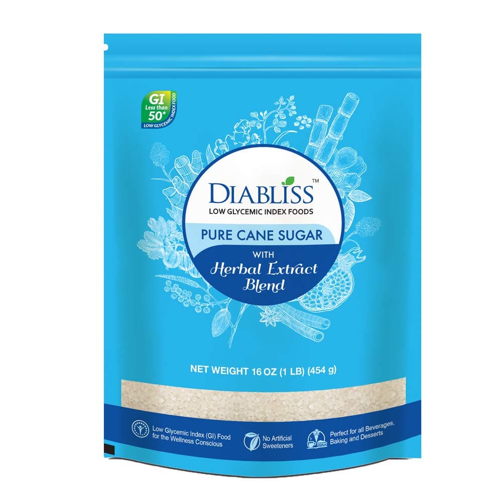Granulated Pure Cane Sugar with Herbal Extract Blend - Low Glycemic Sugar - Regular Sugar Substitute - Extracts of Turmeric, Cinnamon, Ginger,Fenugreek,Gooseberry,Pomegranate,BlackPepper - Sugar 1lb
