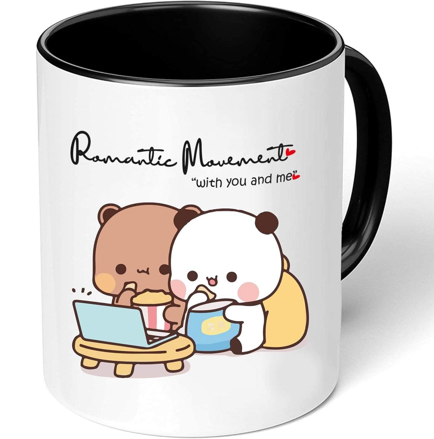 Bubu and Dudu Mug, Cute Bear Cup Panda Bubu and Dudu in Romantic Movement, white Ceramic 11oz 325ml Cup, Love Gift for Couples etc. (Bubu and Dudu Mug - 11 oz)