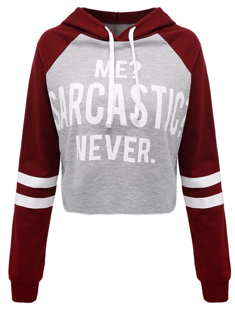 Women's Patchwork Loose Striped Long Sleeve Baseball Crop Top Sweatshirt Hoodie