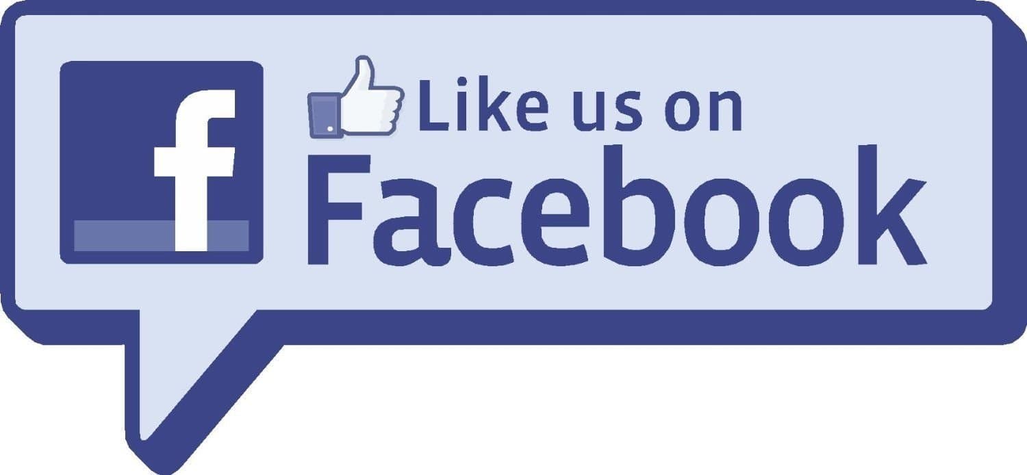 Two (2) Like Us on Facebook Sticker Decal | Label for Shop Window, Restaurant Door, Bar, Hotel