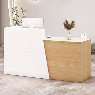Modern Reception Desk with Counter & Drawers, Front Desk Reception Counter for Salon/Office/Lobby