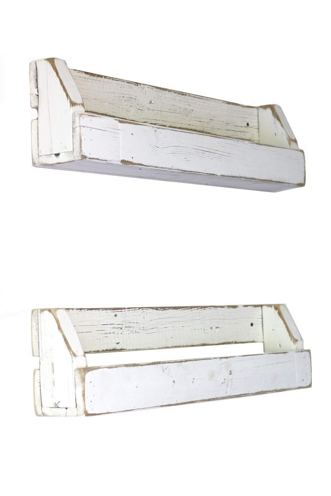 30" White Distressed Bookshelves - Set of 2