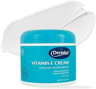 Dermisa Vitamin E Cream with Cocoa Butter, Collagen, Elastin and Coenzyme Q10, Intense Moisturizer for Dry and Aging Skin, Hydrating Face and Body Cream