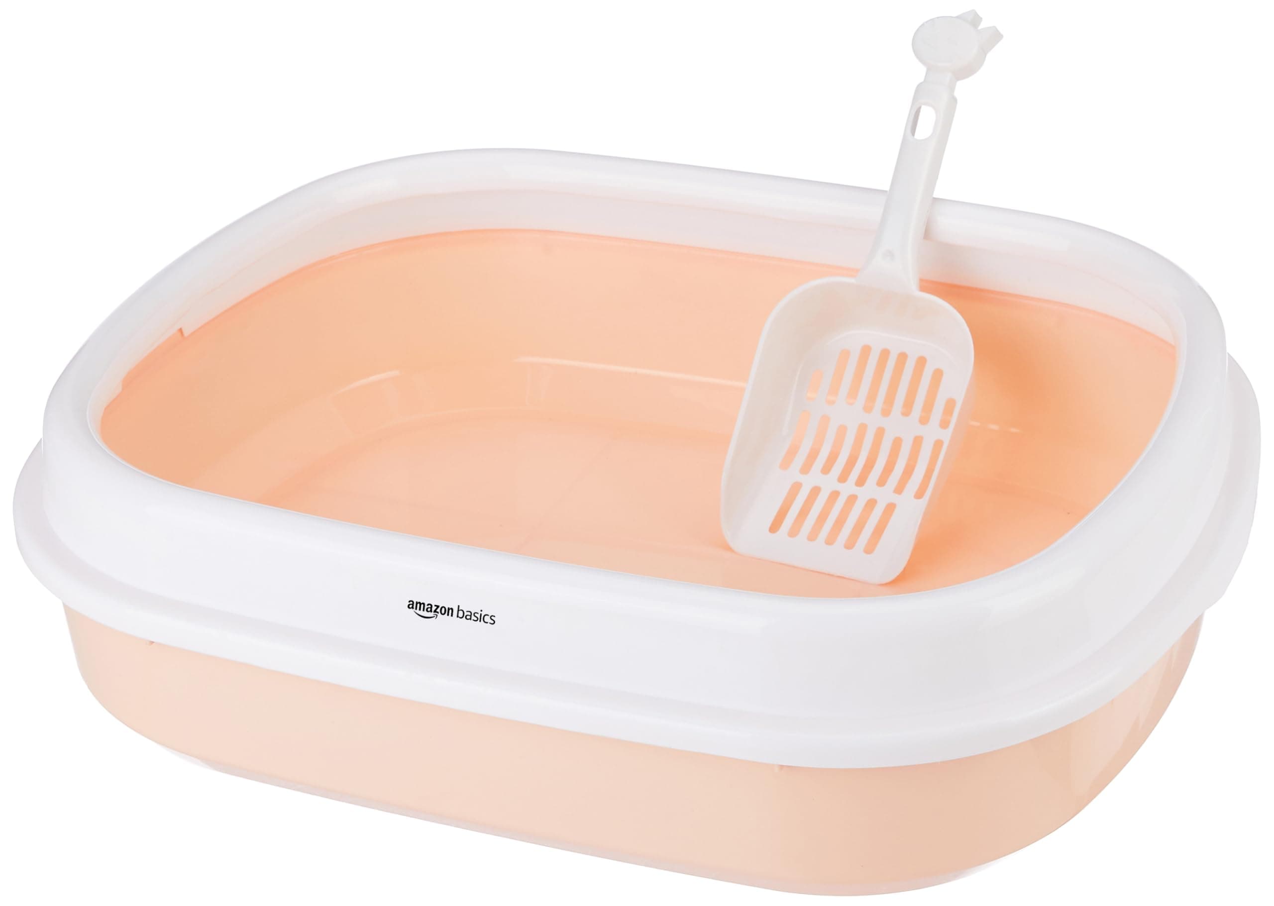 - Amazon Basics Cat Litter Box Tray with Free Scooper | Semi Closed Design and Durable Quality | Suitable for All Adult Cats & Kittens, Pink