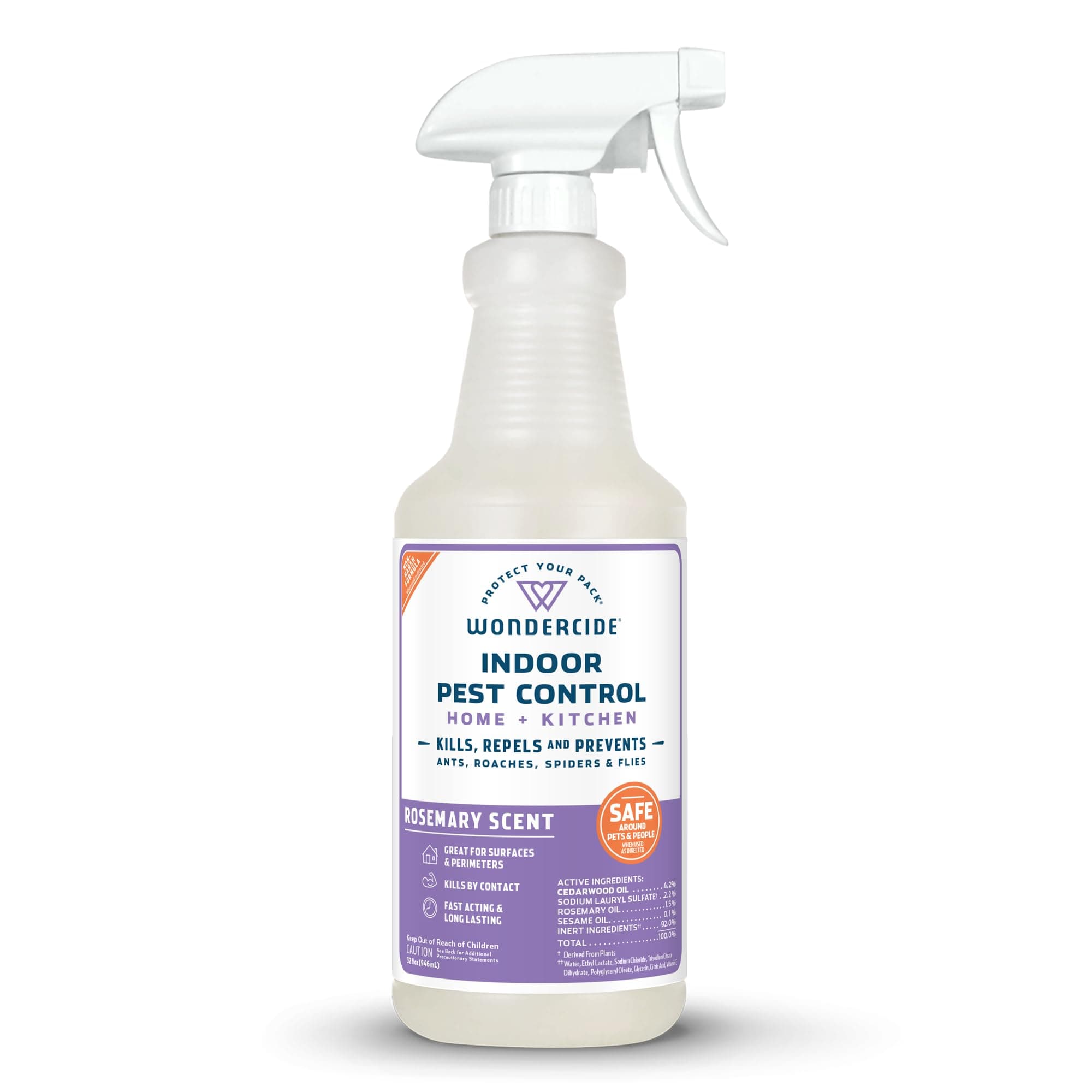 Indoor Pest Control Spray for Home and Kitchen - Ant, Roach, Spider, Fly, Flea, Bug Killer and Insect Repellent - with Natural Essential Oils - Pet and Family Safe — Rosemary 32 oz