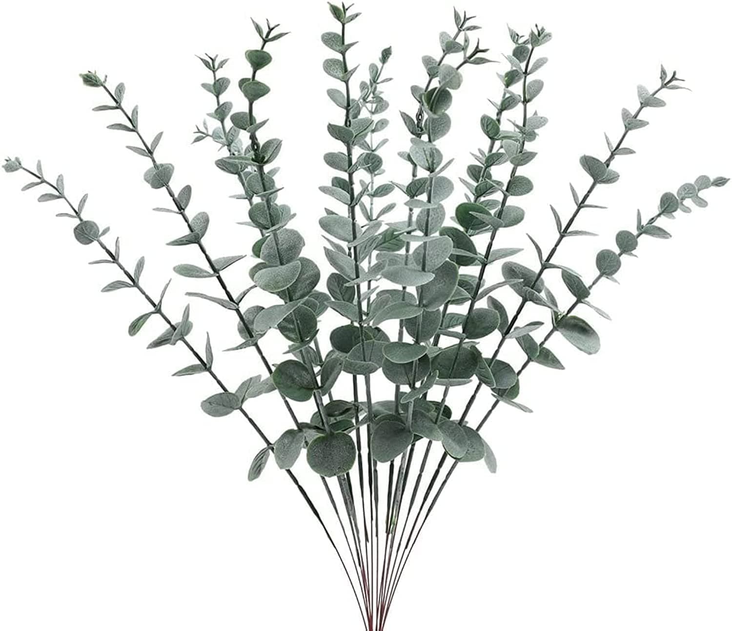 AMOSTBY 12Pcs Eucalyptus Stem Artificial Decor，Eucalyptus Leaves Fake Greenery Branches for Wedding Centerpiece Flower Floral Farmhouse Home Decoration (Light Green)