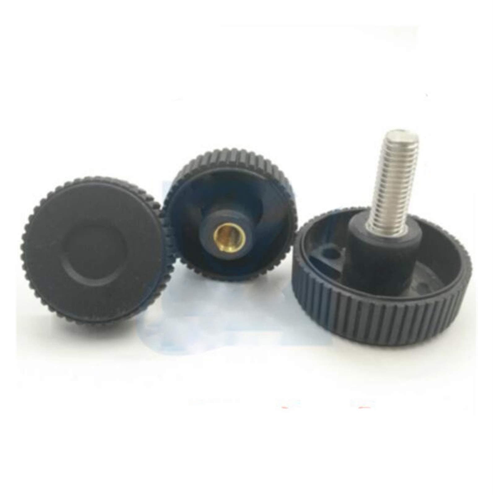 SHENYI Screw Handle 2pcs M8 M10 Concave Hand Screw Knob Nylon Round Head Black Embossed Hand Wheel Plastic Mesh Handle Stainless Steel Bolt Hardware Accessories (Dimensions : M8 x 35mm)