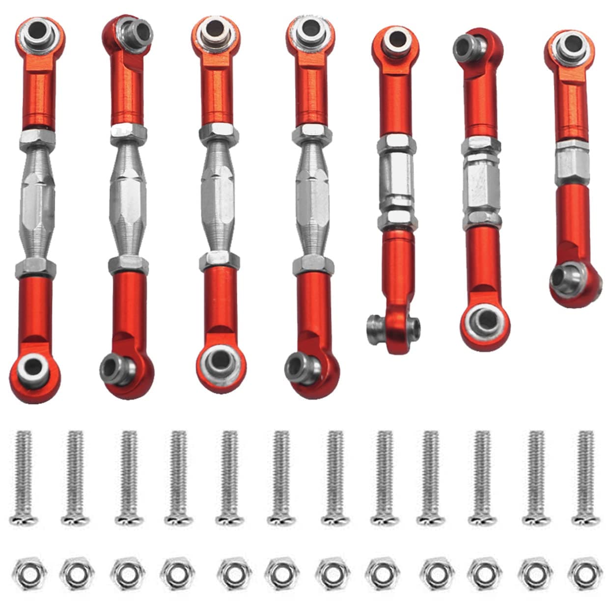 ShareGoo Adjustable Aluminum Pull Rod Steering Servo Link Linkages Arm Tie Rod Ends Compatible with WLtoys 144001 1/14 RC Car Buggy