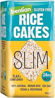 Slim Brown Rice Cakes, Flax & Sunflower Flavor, 100g | Gluten-Free | High Fiber | Vegan-Friendly | No Artificial Additives