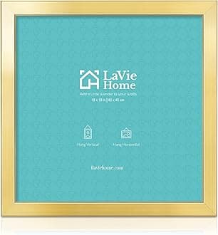 LaVie Home 18 x 18 Picture Frame, Square Poster Frame with High Definition Plexiglass, Horizontal or Vertical Wall Gallery Poster Frames Suitable for Photos, Artworks, Posters,Puzzle, Gold 2pc