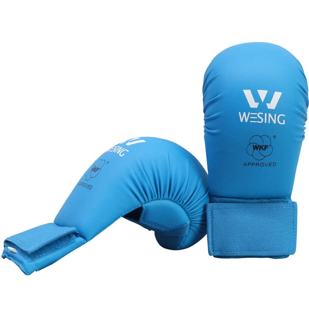 Wesing WKF Sparing Karate Gloves without Thumb Protection Blue Red
