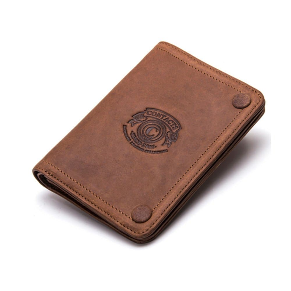 UNIQME RFID Blocking Men Wallet Bifold Genuine Leather Cowhide Coin Zipper Purse