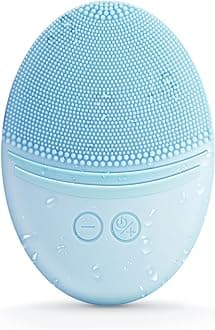 EZBASICS Facial Cleansing Brush, Waterproof Sonic Vibrating Face Brush for Deep Cleansing, Gentle Exfoliating and Massaging, Inductive charging (Blue)