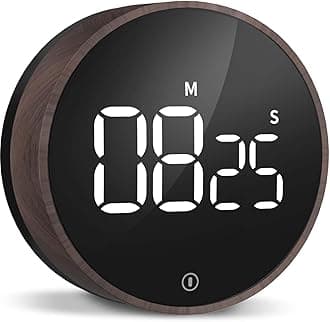 VOCOO Digital Kitchen Timer - Magnetic Countdown Countup Timer with Large LED Display Volume Adjustable, Easy for Cooking and for Seniors and Kids to Use (Deep Woodgrain)