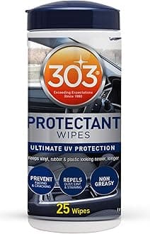 303 Products Automotive Protectant Wipes - Helps Prevent Fading & Cracking, Repels Dust, Lint & Staining, Superior UV Protection & Restores Lost Color, Exterior & Interior Car Cleaning Supplies