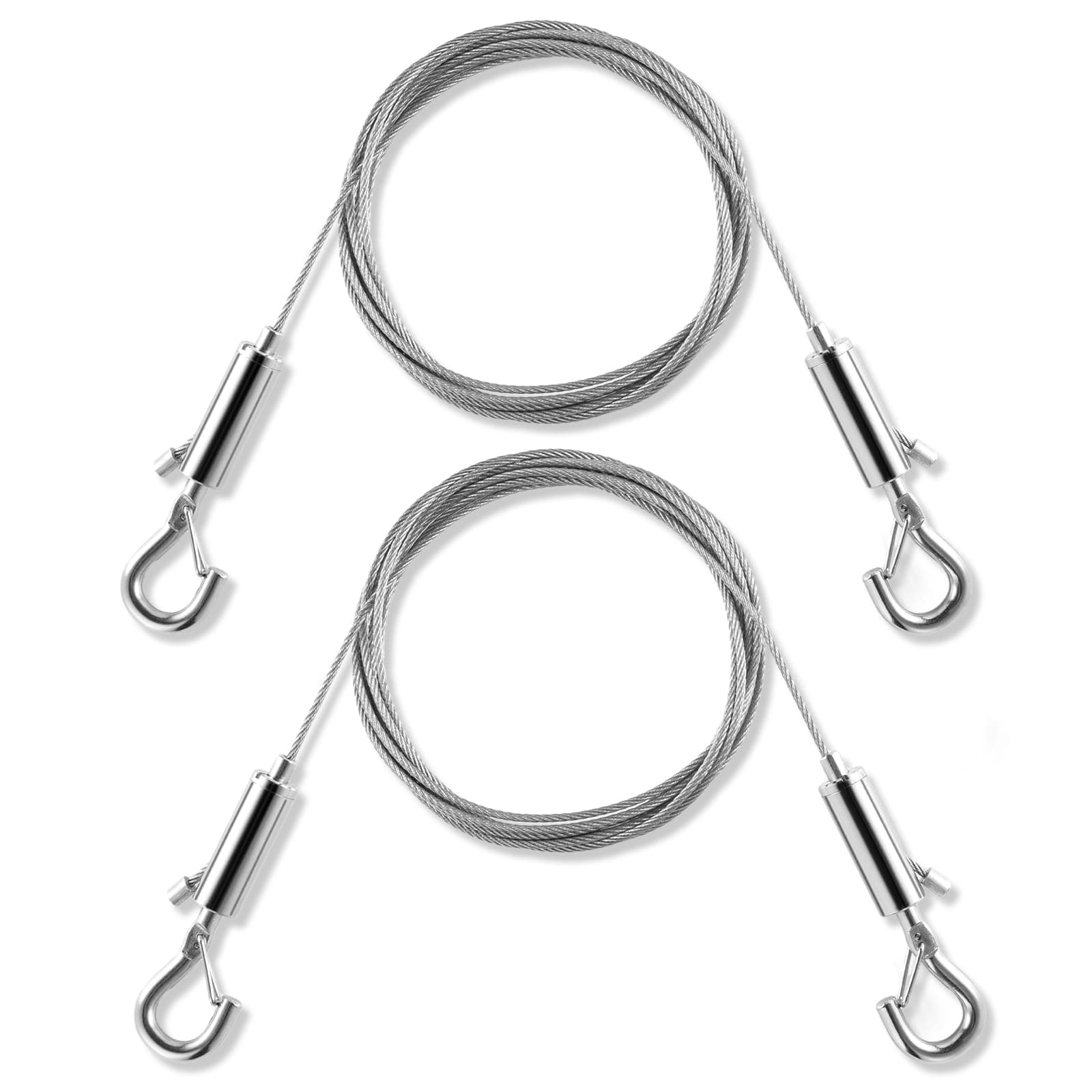 Adjustable Picture Hanging Wire, Upgrade Mirror Frame Hanging Kit, 6.6FT Heavy Duty Stainless Steel Wire Rope, Supports Up to 100lbs (Silver, 2PC-6.6FT)