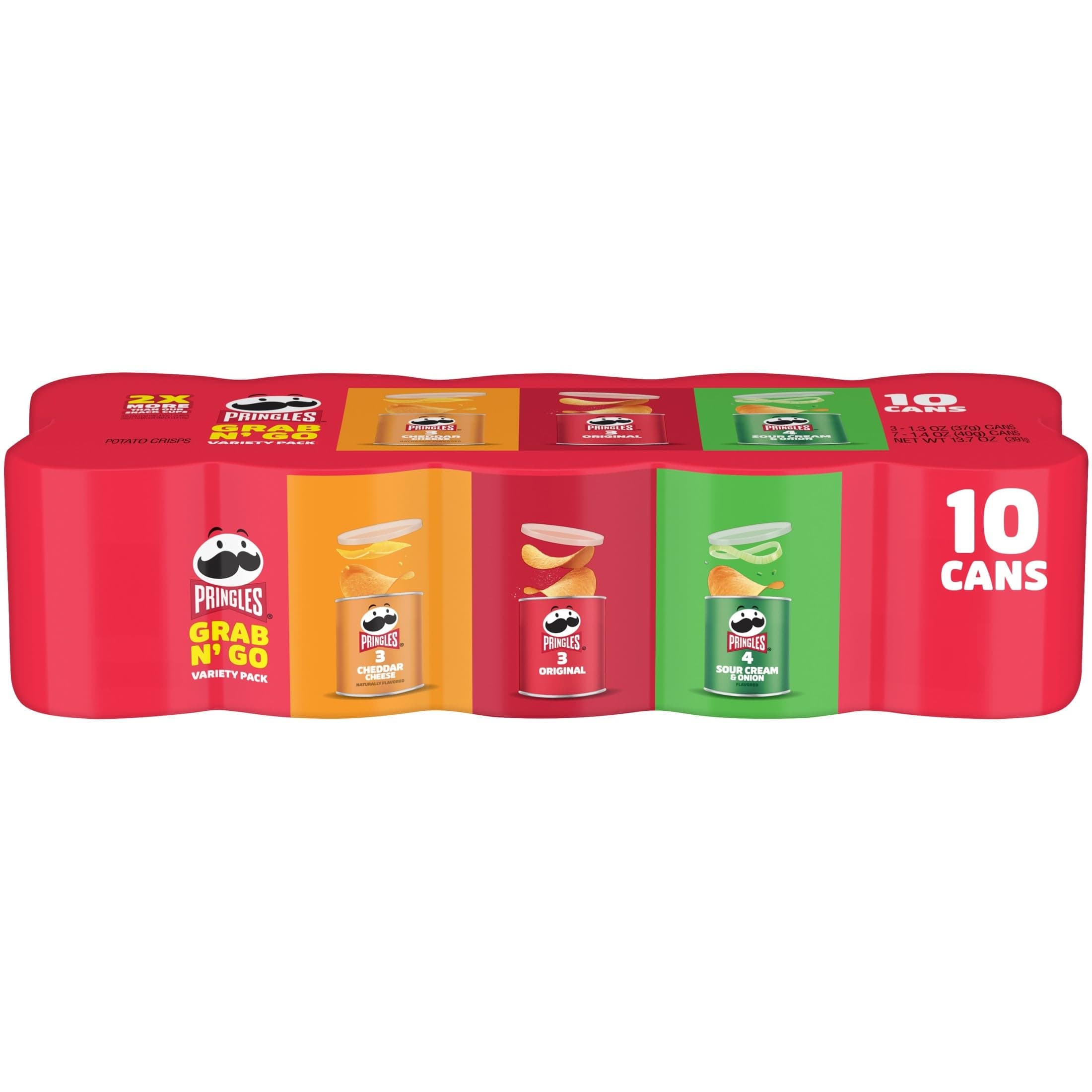 Potato Crisps Chips, Lunch Snacks, Variety Pack, 13.7oz Pack (10 Cans)