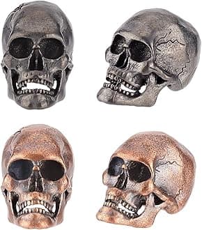 OLYCRAFT 4Pcs 2 Colors Skull Paracord Beads Brass European Large Hole 6mm Skeleton Beads DIY Jewelry Charms Accessories for Bracelet Necklace Making