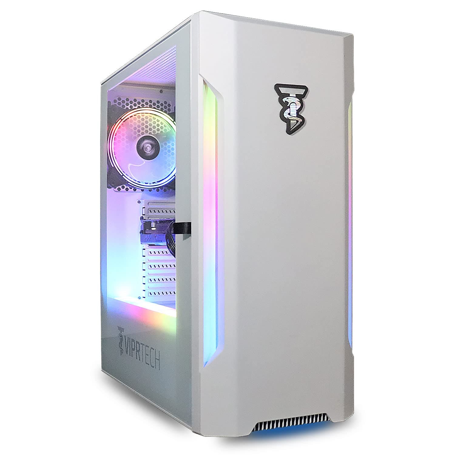 ViprTech Avalanche 2.0 Gaming PC - AMD Ryzen 7 (8c/16t 4.1Ghz Turbo), AMD RX 580 8GB, 16GB DDR4 RAM, 512GB SSD, RGB, WiFi, Prebuilt Computer Desktop Tower, White