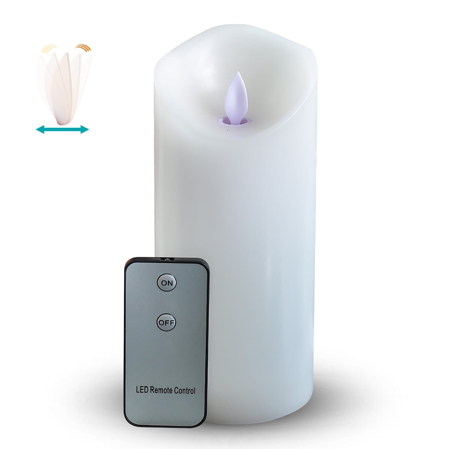 Maxway Real Wax Battery Powered Flameless LED Candle with Remote Control (3" x 7", White)