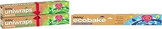 Oddy Uniwraps Food Wrapping Paper Foil 278MM x 20M, Combo Pack, Set of 2 Rolls complementrygift-4pcs Scrub pad(3"X4") & Oddy Uniwraps Ecobake Baking & Cooking Paper Roll, 10"X 5 Mtrs, White