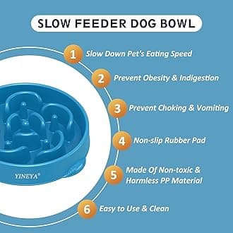 YINEYA Slow Feeder Dog Bowl Interactive Bloat Stop Fun Alternative Non Slip Dog Slow Food Feeding Pet Bowl Slow Eating（Rose Red, Dark Blue