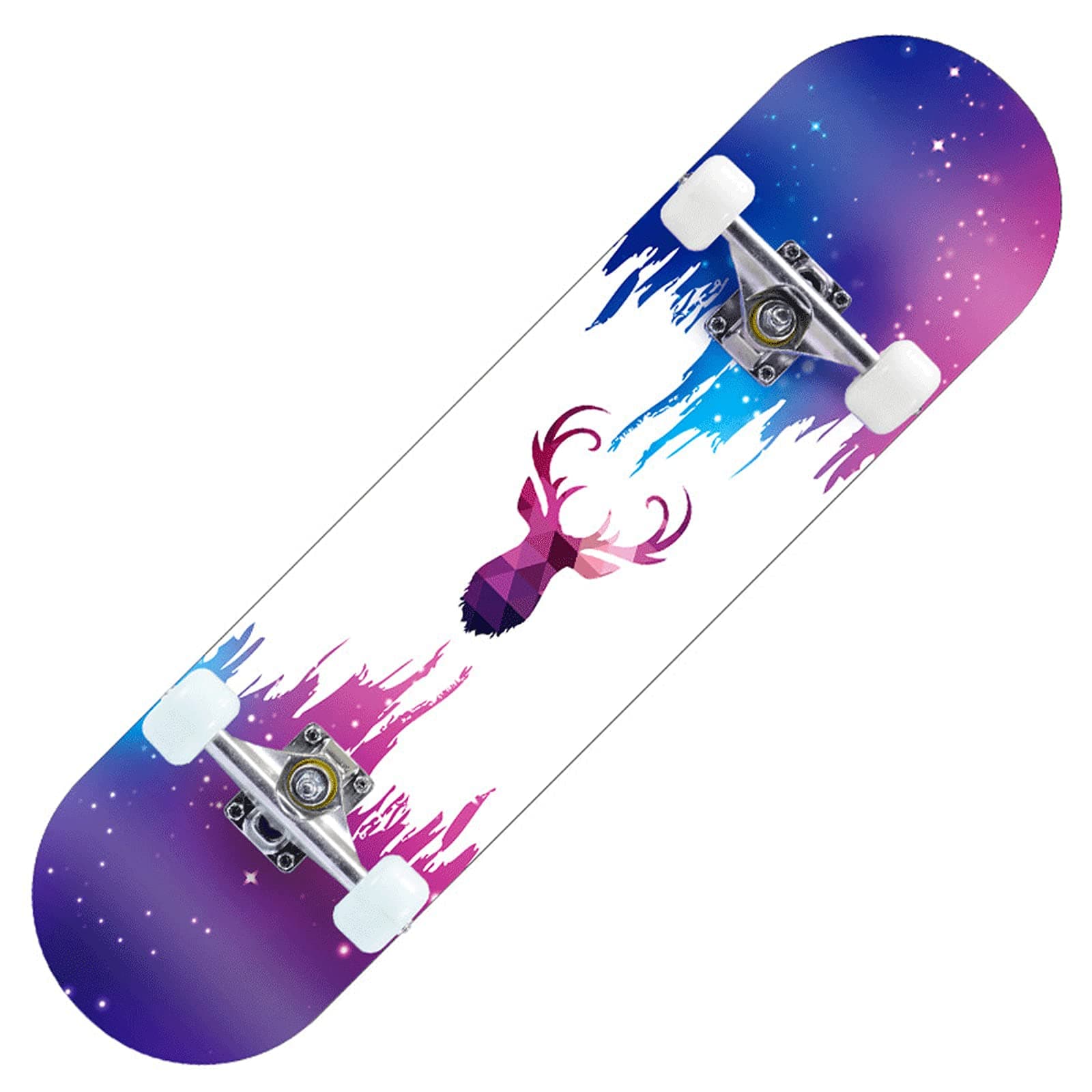 BOLLAER Maple Skateboard, Complete 80 x 20cm / 31.5 x 8inch Double Kick Deck Concave Cruiser for Beginners, Teens, Adults