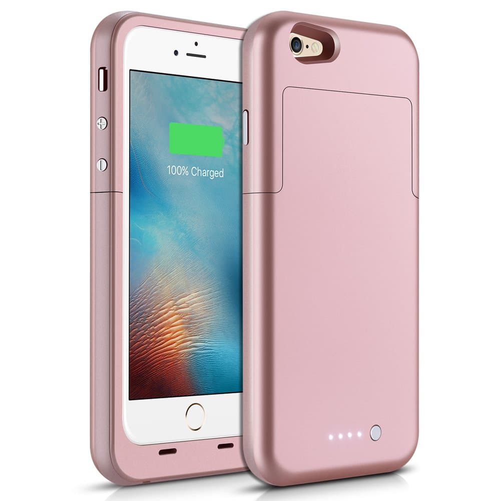 Battery Cases for iPhone 6S 6, TQTHL 3800mAh Slim External Rechargeable Protective Portable Charging Case for iPhone 6 6S 4.7 inch Extended Battery Power Bank charger case-Rose Gold