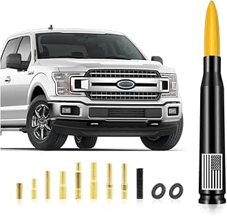 Car Antenna Mast, American Flag Aluminum Automobile Antenna Mast, 5.5 Inch AM/FM Radio Antenna with 9 Screws Adapter and 2 Rubber Rings, Auto Replacement Accessories for Car Truck SUV (Gold)