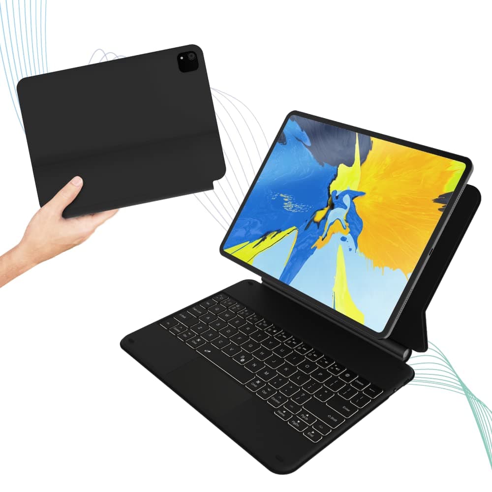 EIP iPad Keyboard Case for Apple iPad Pro 12.9 inch 6th/5th/4th/3rd iPad case with Magic Keyboard, Trackpad, Magnetic Detachable Case, iPad Pro Wireless Keyboard Case (iPad Pro 12.9')