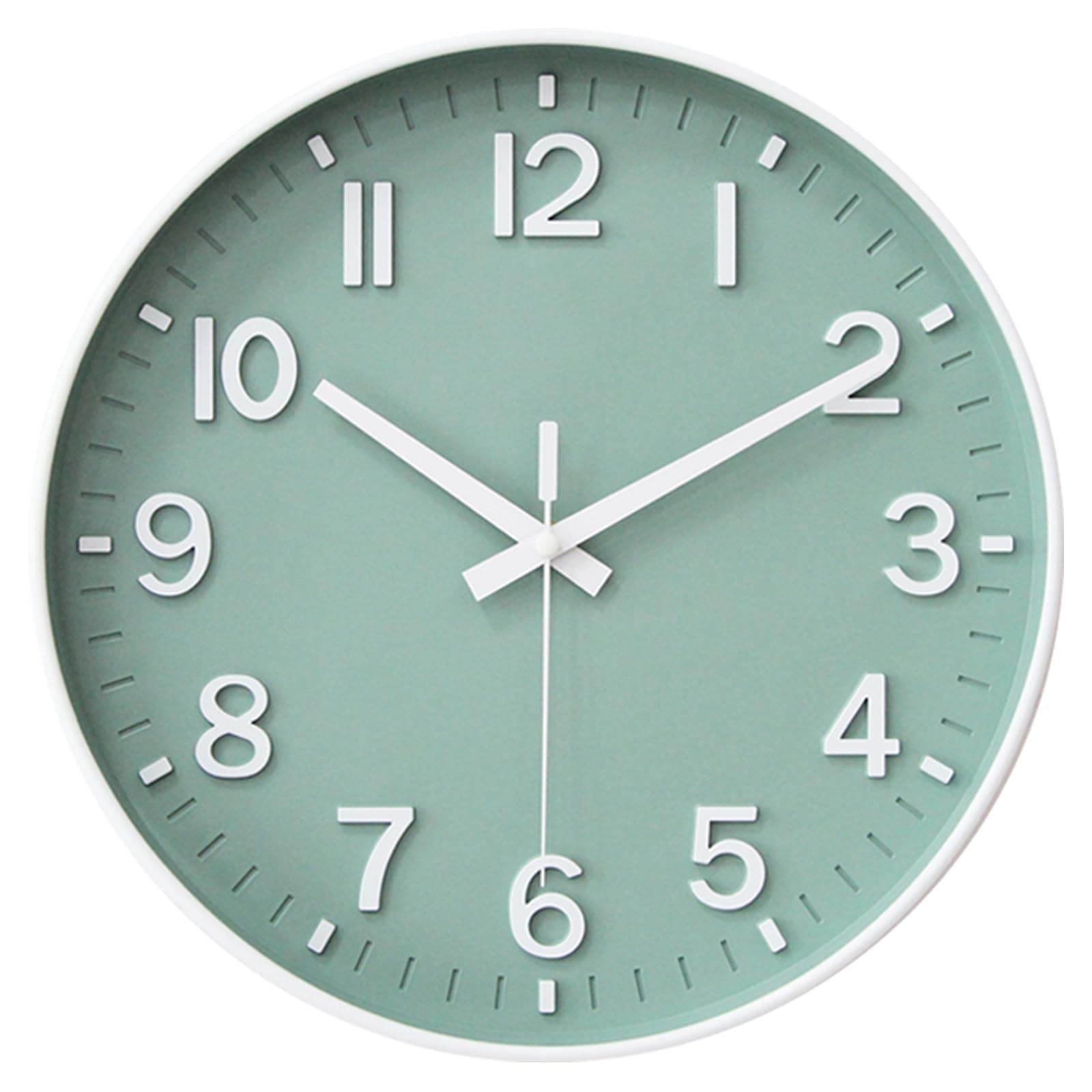 HZDHCLH Wall Clocks Battery Operated,Wall Clock Green,8 inch Wall Clock Silent Non Ticking Modern 3D Numbers for Kitchen Bedroom Living Room Office Classroom Decor