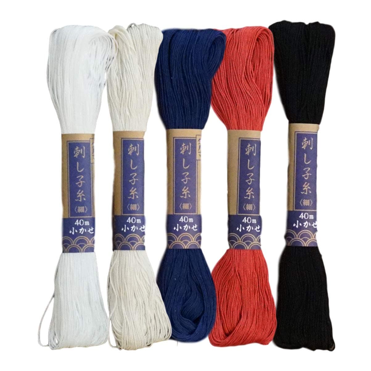 Daruma Yokota Sashiko Thread 5 Skein Essential Color Set (Thin Sashiko Thread - Hoso)