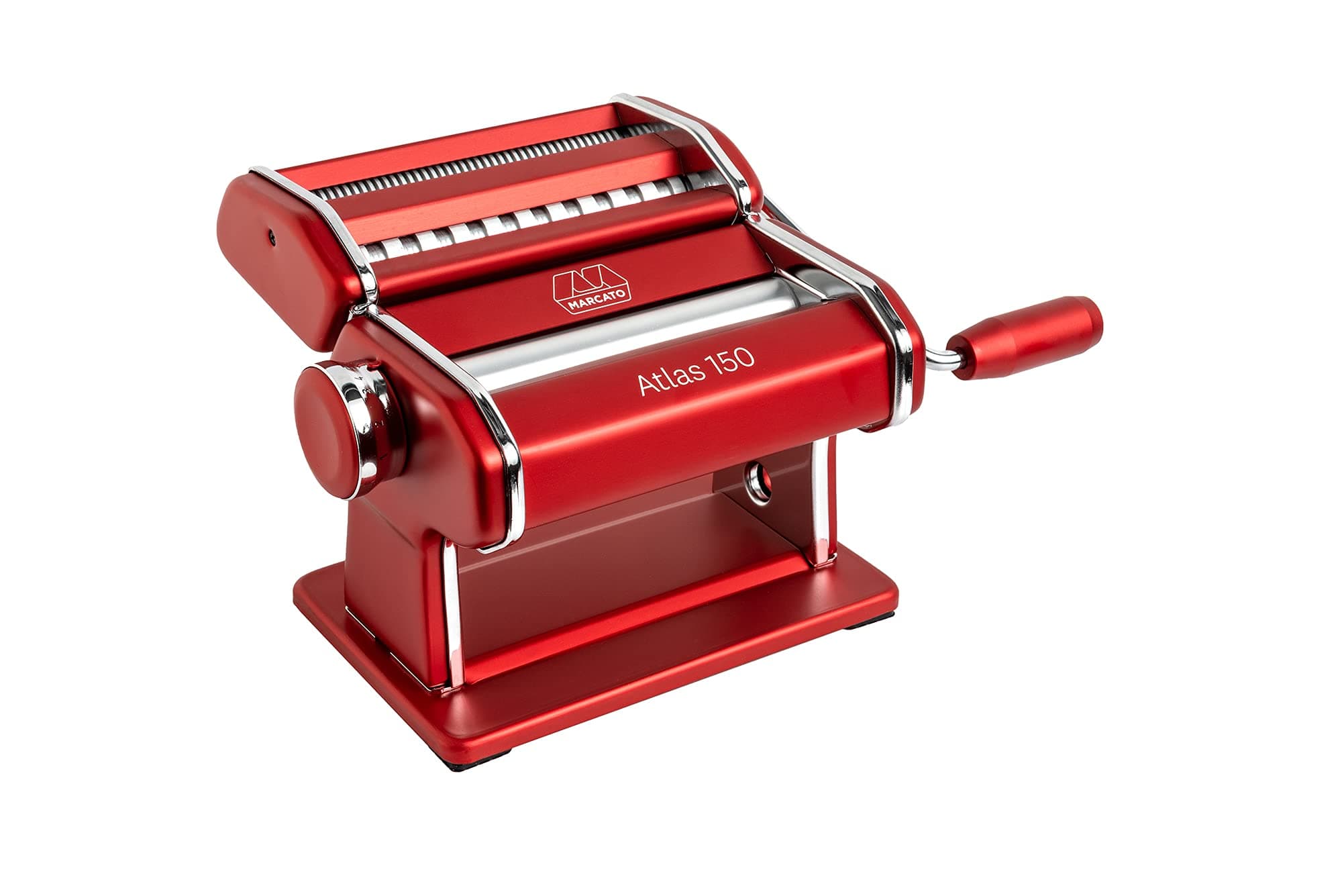 Marcato Pasta Machine, Pasta Maker, Pasta Roller for Handmade Pasta, Made in Italy, Anodised aluminium, for Lasagne, Fettuccine, Tagliolini, Compatible with 11 Extra Attachments. Model: Atlas 150, Red