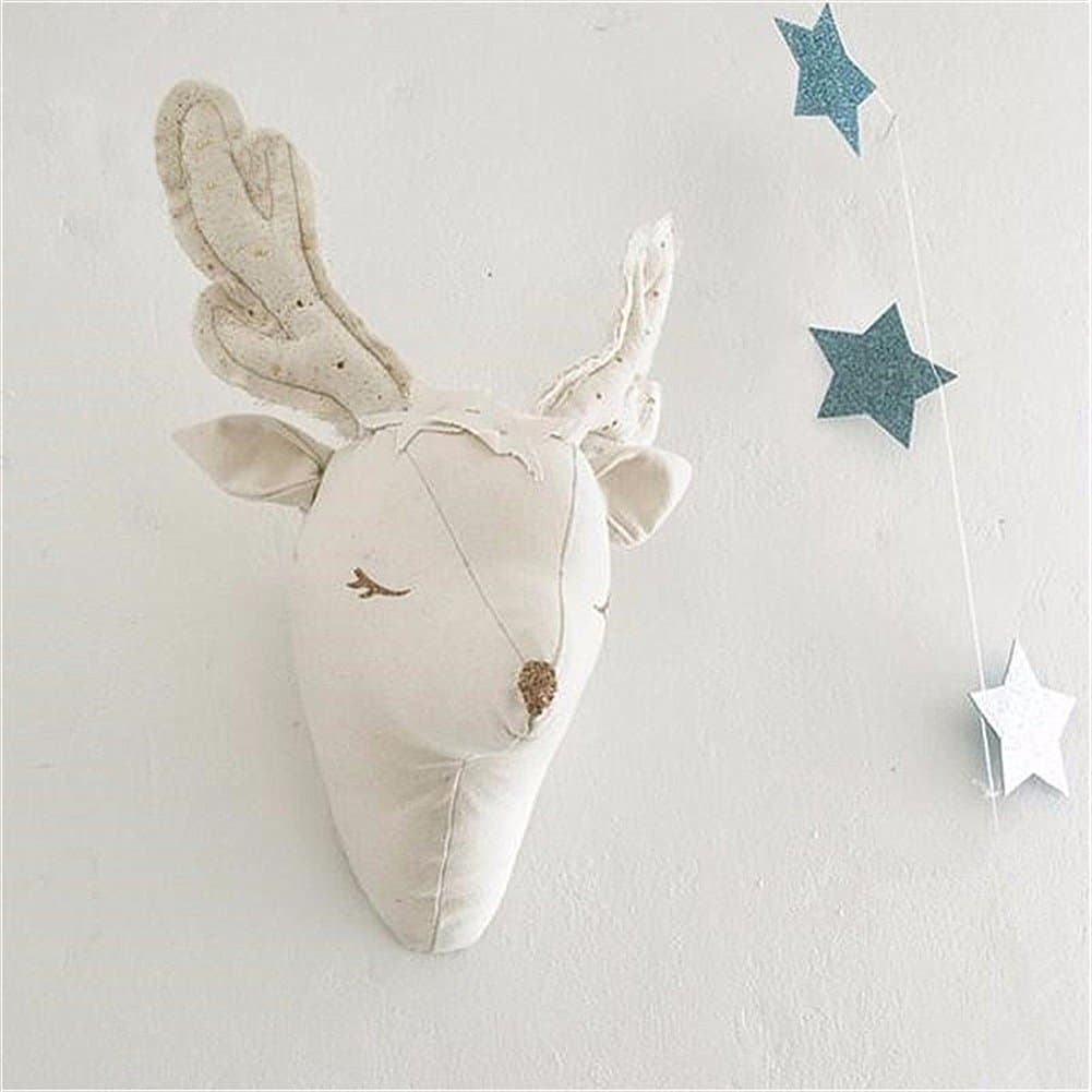 3D Cute Funny Animals Head Wall Decorations Animals Head Toys Kids Nursery Bedroom Wall Hangings Artwork Baby Gifts (Deer)