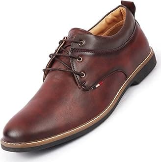 FAUSTO Men's Formal Lace Up Oxford Shoes with TPR Welted Sole