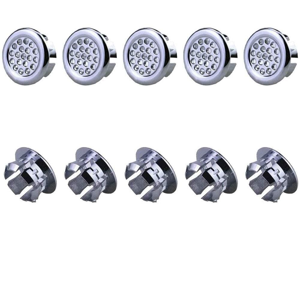VinBee 10PCS Overflow Covers, Round Bathroom Kitchen Sink Basin Trim Overflow Ring Hole Insert in Cap (Net)