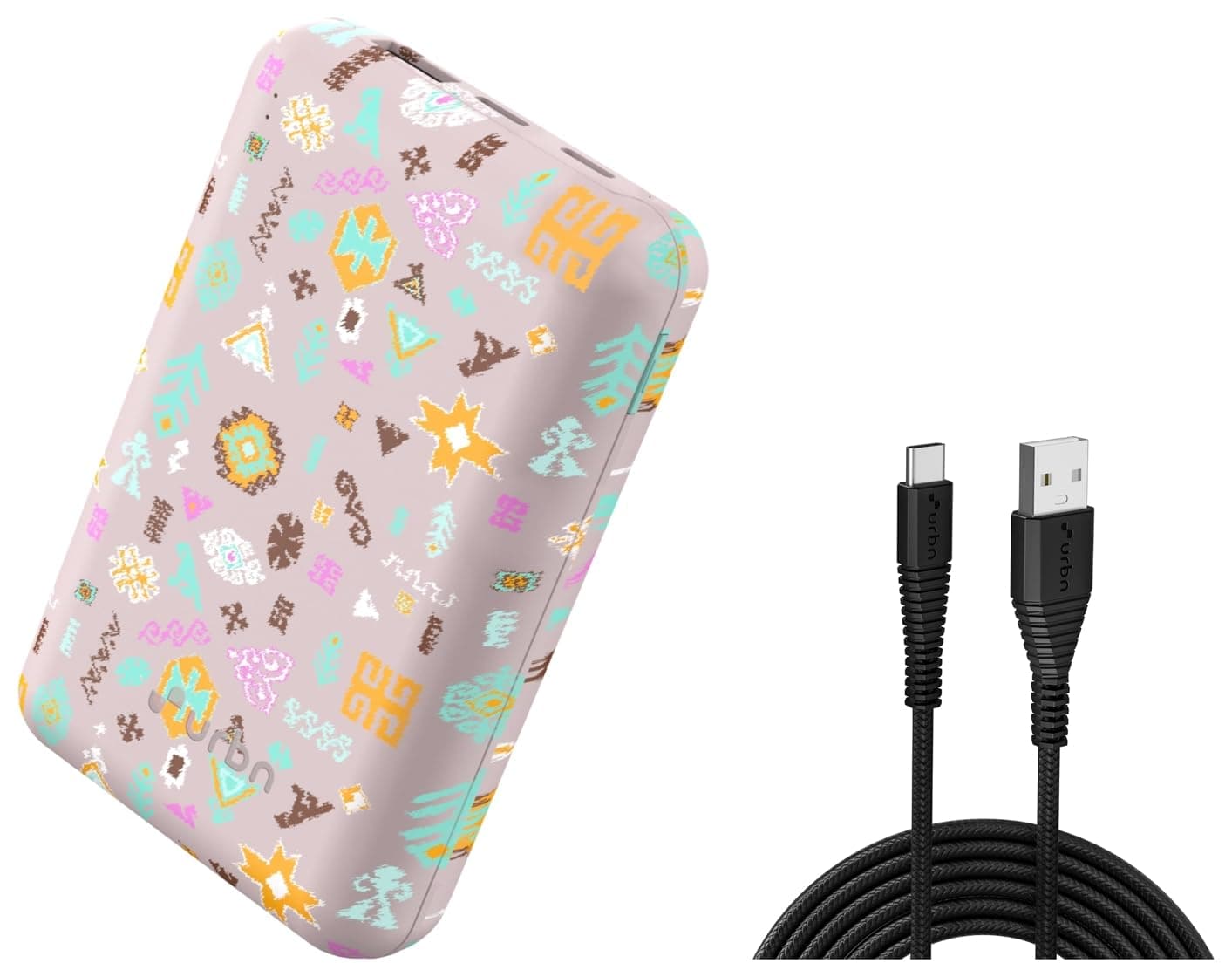 URBN 20000 mAh Nano USB Type-C Input Power Bank - Payal Singhal Edition (Pink) with USB to Type C Cable