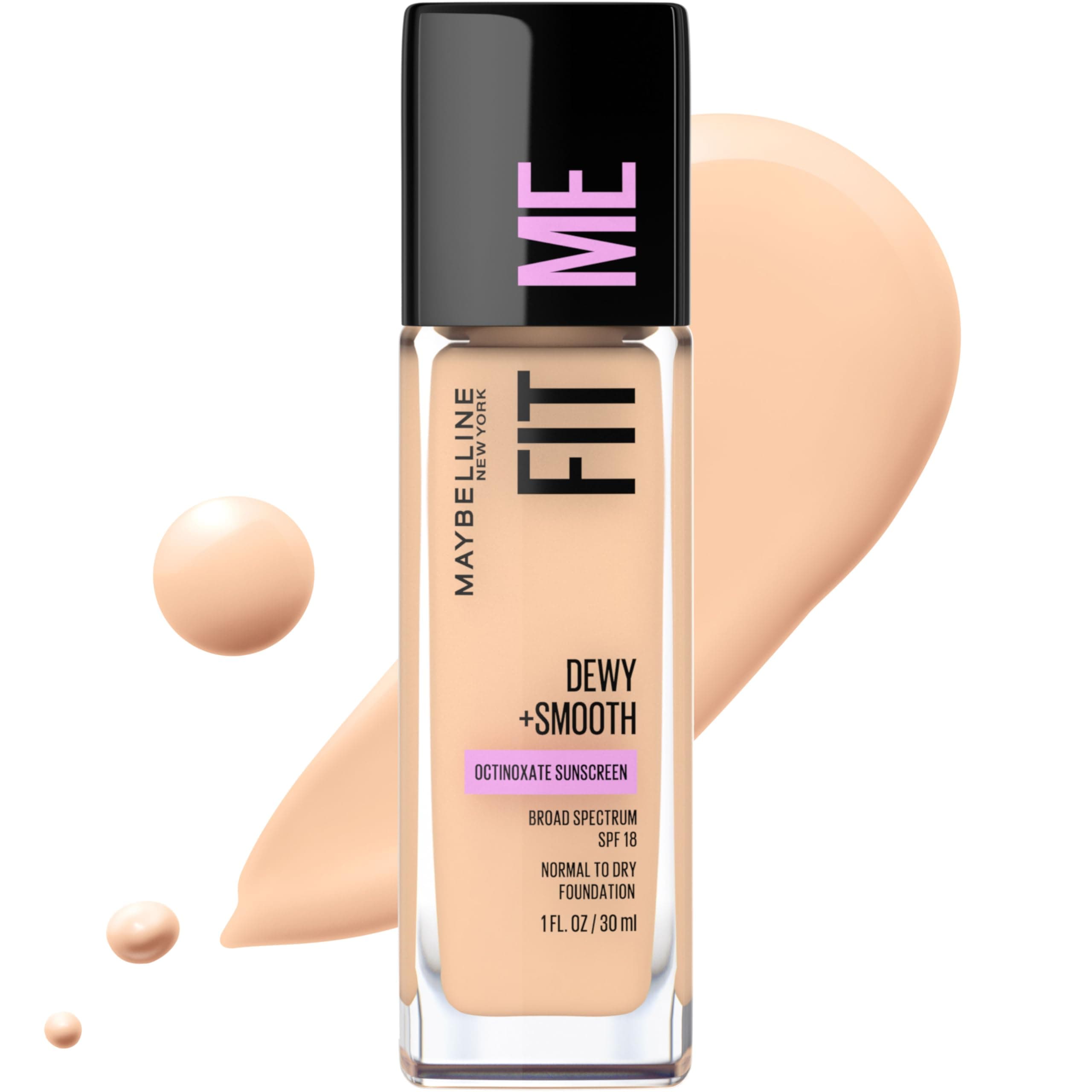 New York Fit Me! Liquid Natural Full Coverage Combination Skin Foundation, SPF 18, 110 Porcelain, 30 ml (Packaging May Vary) Natural Finish
