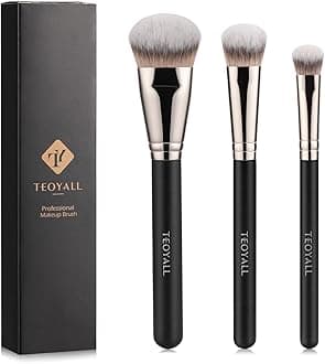 Flat Angled Brushes, Flawless Foundation Brush Under Eye Concealer Brush Bronzer Brush with Liquid Cream Powder